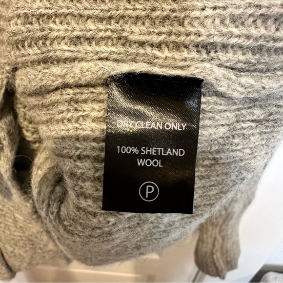 VINTAGE LINE OF TRADE‎ GREY HEATHER 100% SHETLAND WOOL CARDIGAN SWEATER SIZE M - Picture 5 of 5